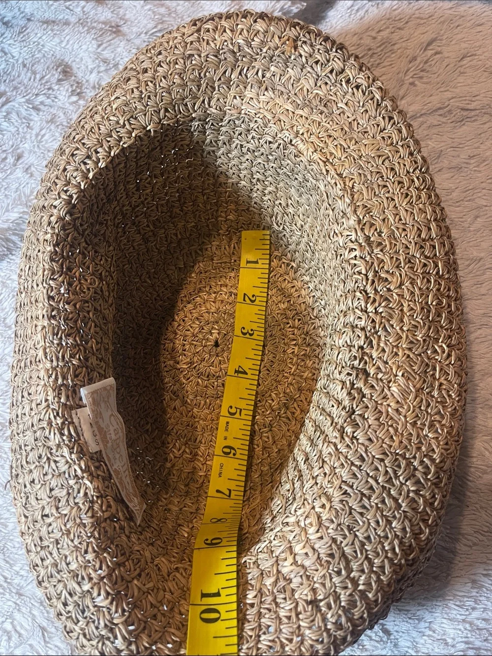 Woven Straw Sun Hat with Bead & Animal Charm Trim - Natural